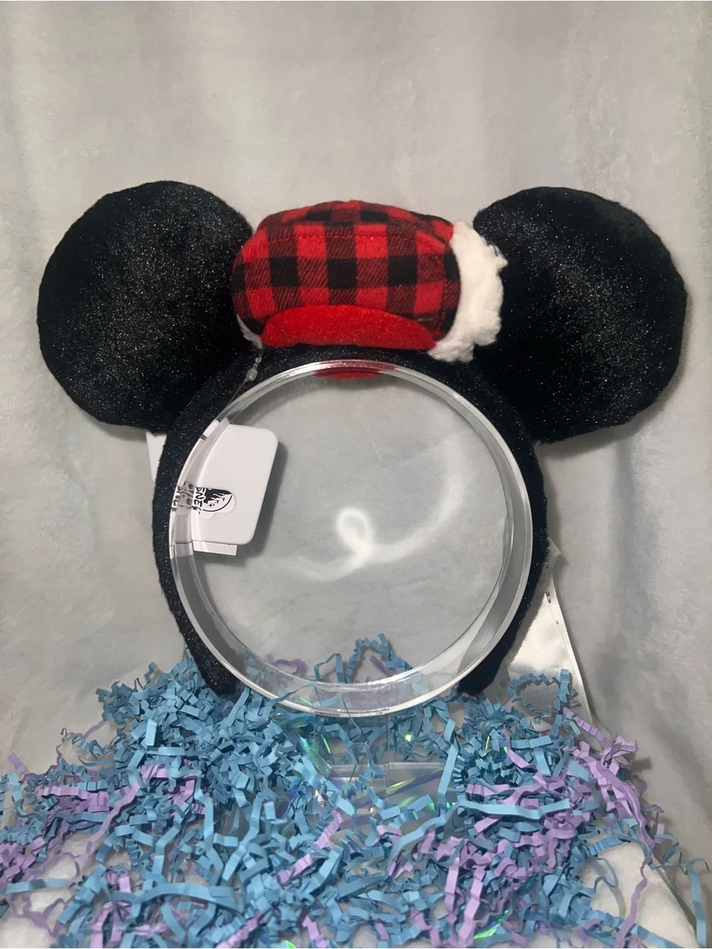 Authentic Disney Parks Buffalo Plaid Hat Mickey Minnie Ear Headband NWT
